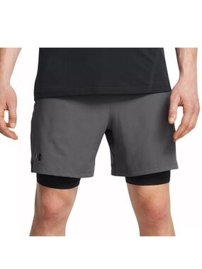 NWT Under Armour Men’s Elevated Woven 2-in-1 Shorts - Gray/Black